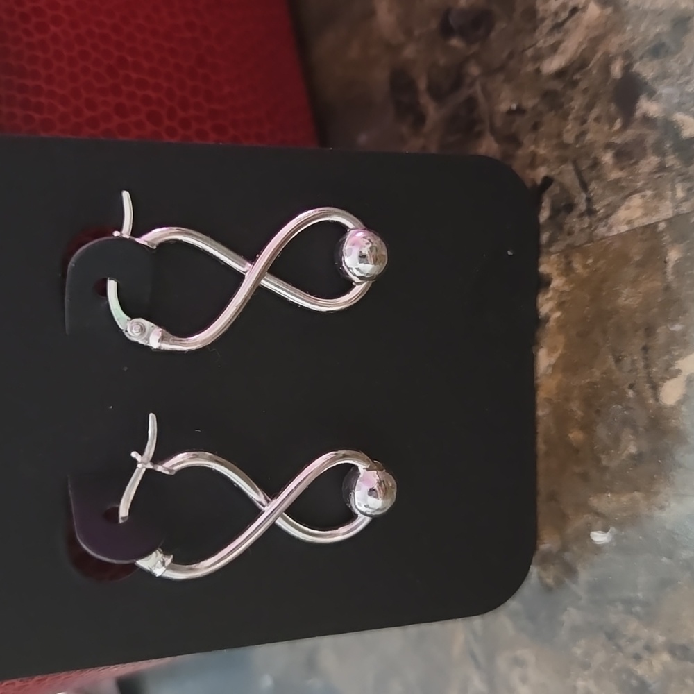 Silver Infinity Loop Earrings - Picture 2 of 2